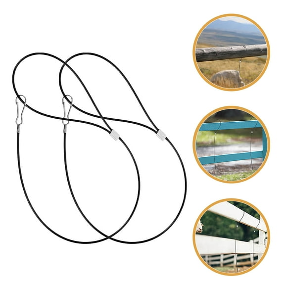 Luxshiny 2Pcs Adjustable Gate Latch Cable Stainless Steel Black for Backyard Door Security