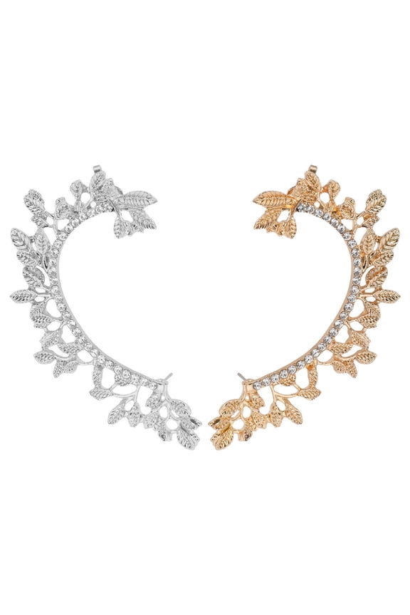 2Pcs Assorted Color Leaf Shaped Ear Wrap Earrings Elegant Ear Bone Clips