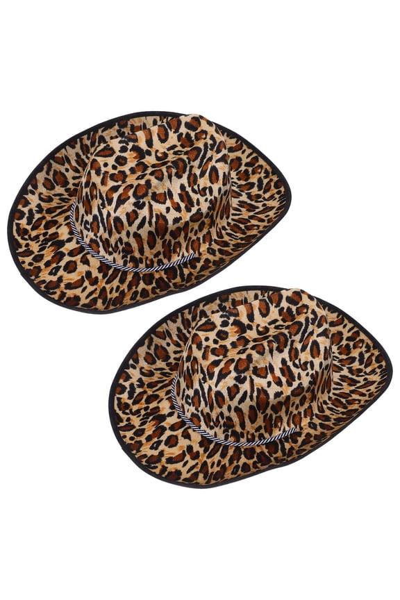 Leopard Pattern Cowboy Hat, Comfortable Cloth, Bold Statement for Events, 2Pcs