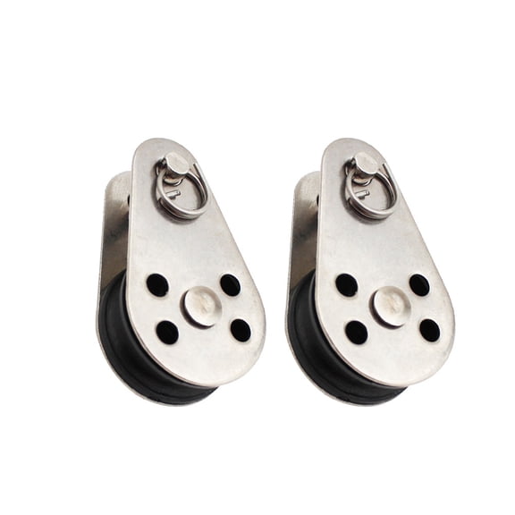 Luxshiny 2Pcs Anti Rust Stainless Steel Pulley with Nylon Rope Dark Grey for Practical Weight Hanging