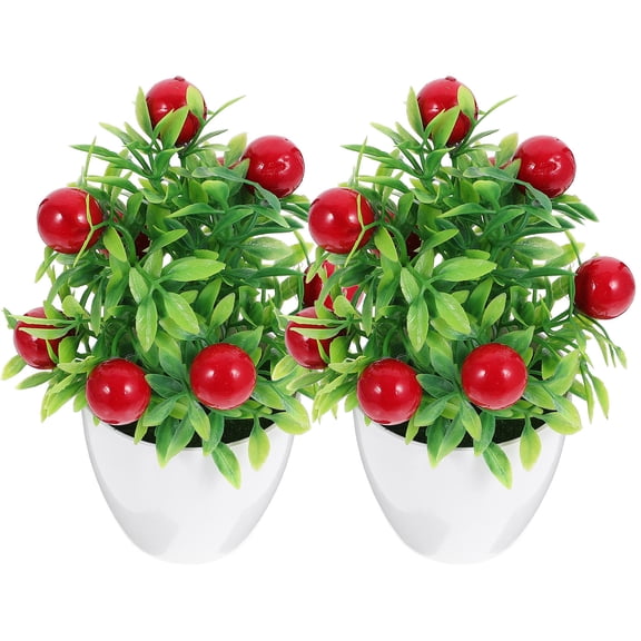 Luxshiny 2Pcs Artificial Potted Fruit Tree Bonsai Plant for Home Office Decorative Fruit Kitchen Accents