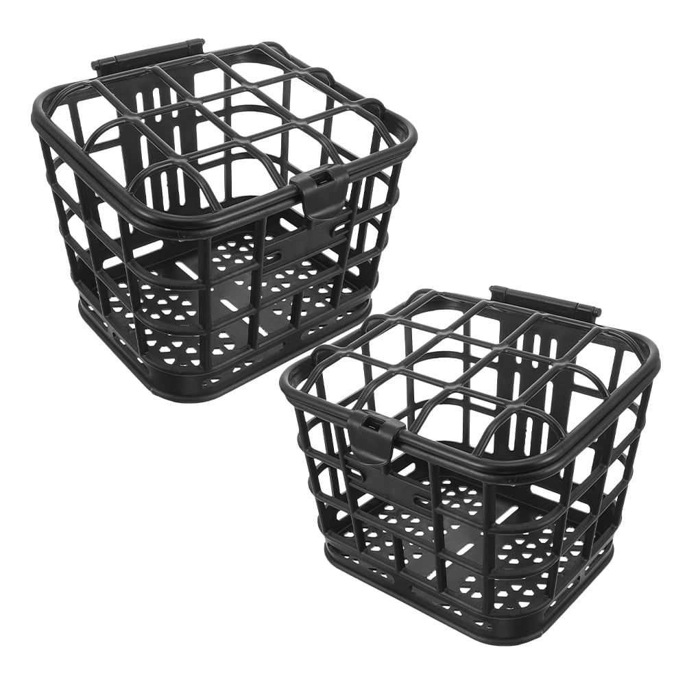 Luxshiny 2-Pack Black Plastic Detachable Front Bike Storage Basket for City Commuting and Daily Use
