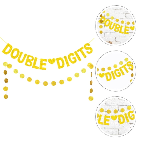 Luxshiny 2Pcs Birthday Paper Hanging Flag Shiny Flag Paper Decoration For Birthday Party