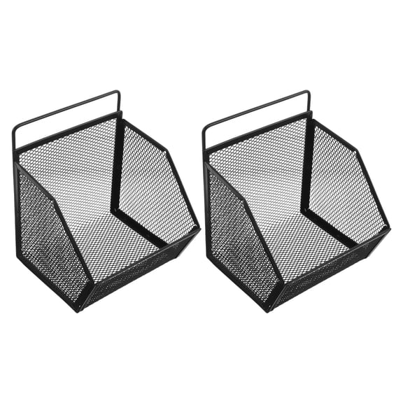 Luxshiny 2-Pack Black Mesh Wall File Organizer with No-Drill Installation for Office Document Storage and Desk Organization