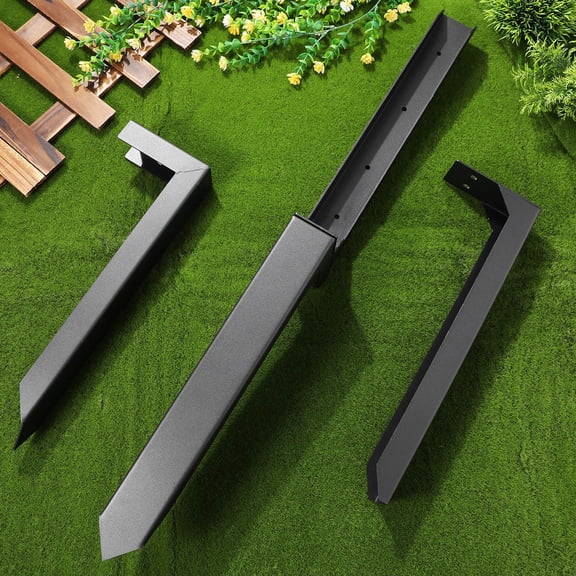 Luxshiny 2Pcs Black Metal Fence Post Repair Stakes Brackets Weather Resistant for Wood and Metal Posts