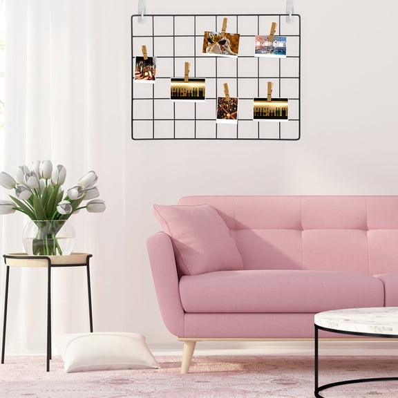 Luxshiny 2Pcs Black Metal Grid Wall Panels for Picture Wall Decor and Photo Frame Organizer