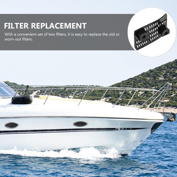Luxshiny 2Pcs Black Plastic Outboard Inlet Filter Set for Boat Motor High Efficiency Filtration