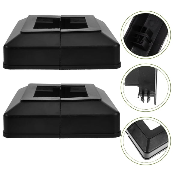 LITINKIMI 2Pcs Deck Post Sleeve Black Plastic Protective Split Design Balcony Fence Post