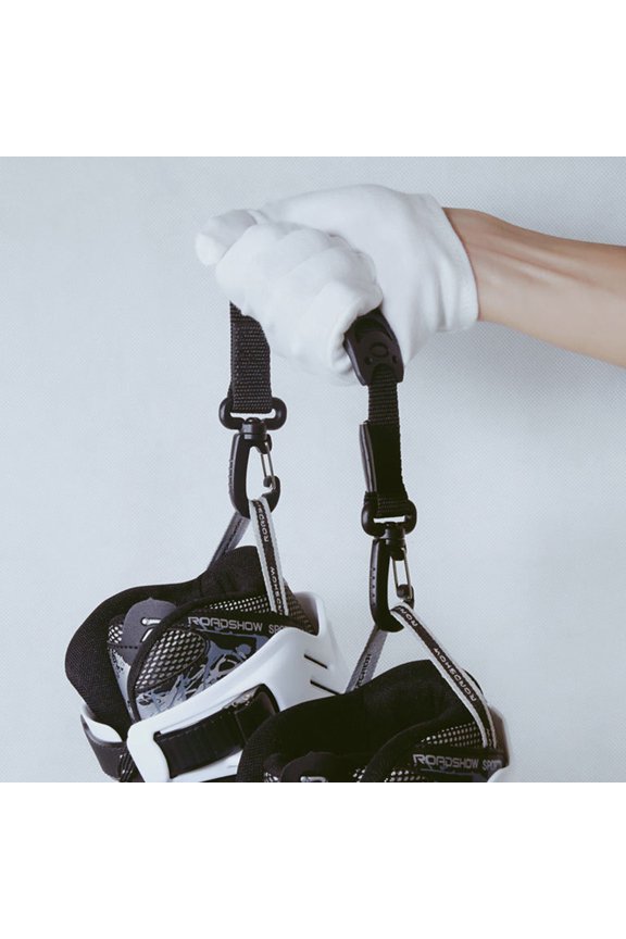 2Pcs Black Roller Skating Accessories Straps Foldable Compact Boot Carrying Leash