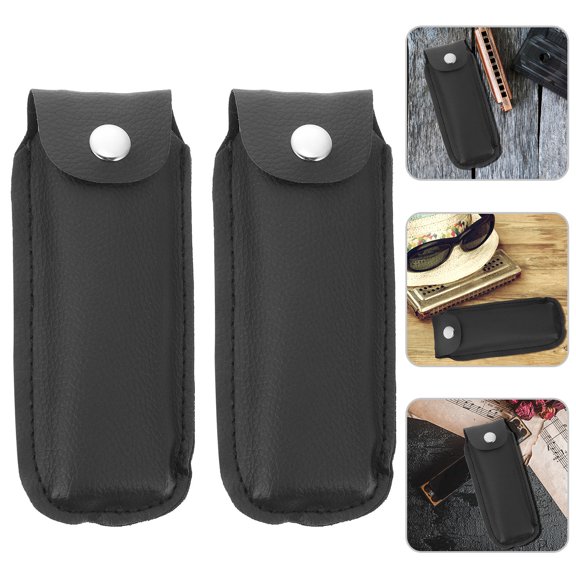 Luxshiny 2Pcs Black Sturdy Harmonica Storage Boxes with Excellent Workmanship for Easy Carrying
