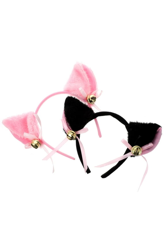 2Pcs Comfortable Black Cat Ear Hair Hoop Cute Animals Headband for Cosplay