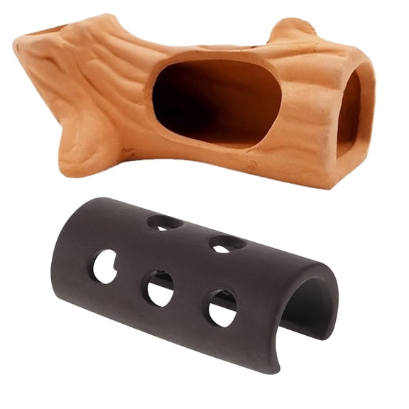 Luxshiny 2-Pack Ceramic Fish Hiding Houses in Assorted Colors for Aquarium Decoration and Breeding Habitat