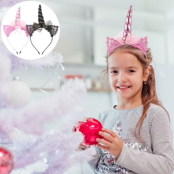 Luxshiny Lovely Unicorn Cosplay Headdress Assorted Color for Festive Party Decor 2Pcs