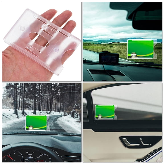 Luxshiny 2Pcs Clear Car Permit Holder with Easy Install Suction Cup for Windshield Parking Pass