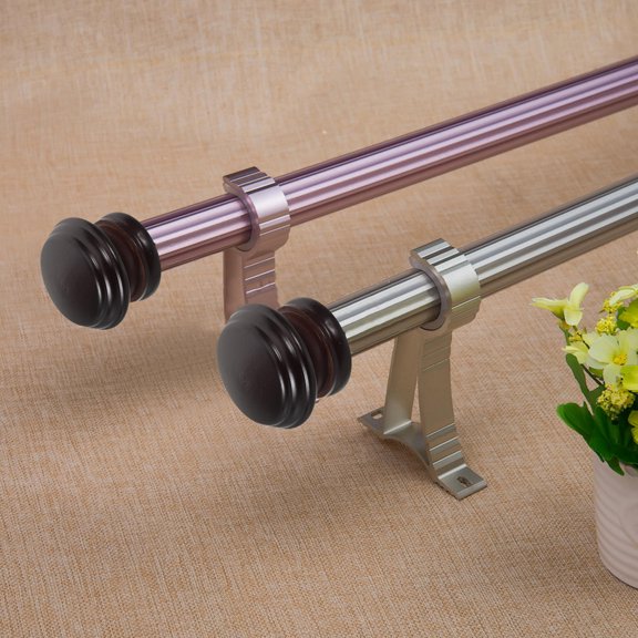 Luxshiny 2Pcs Coffee Natural Wood Curtain Rod Replacement Finials for Stylish Window Treatment