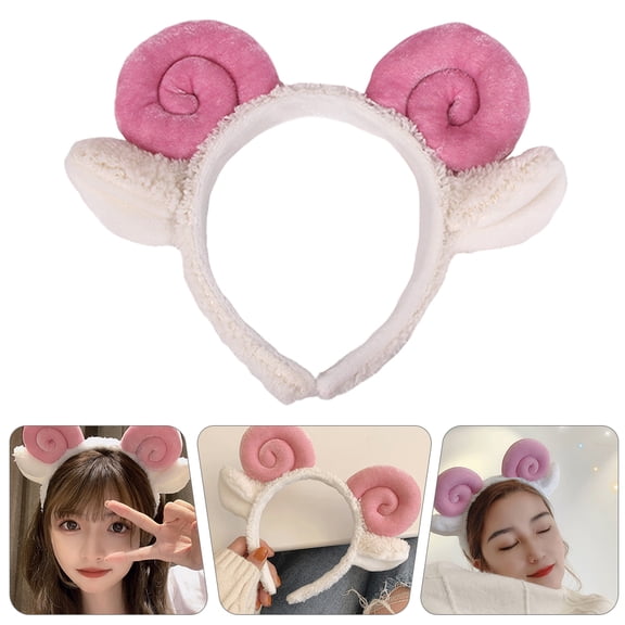 Luxshiny 2Pcs Cosplay Sheep Horn Hair Band Pink Fabric Headpiece for Makeup and Festival Wear