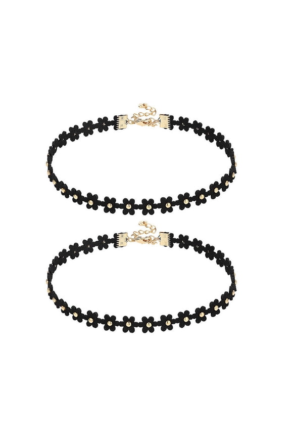 2Pcs Comfortable Wear Chokers Necklaces Black for Women Prom Events