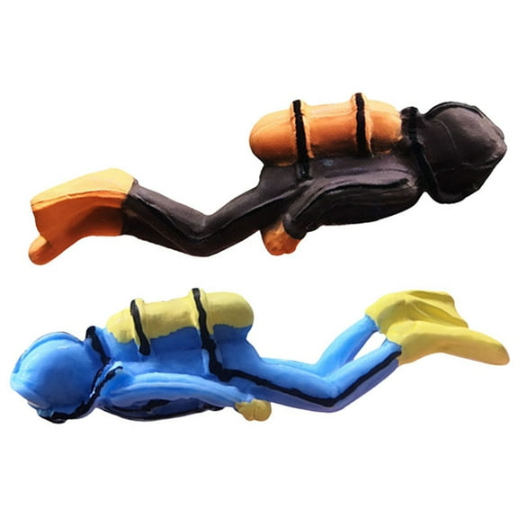 Luxshiny Set of 2 Compact Resin Diver Statues for Aquarium Fish Tank Decor, Assorted Colors, and Detailed Design
