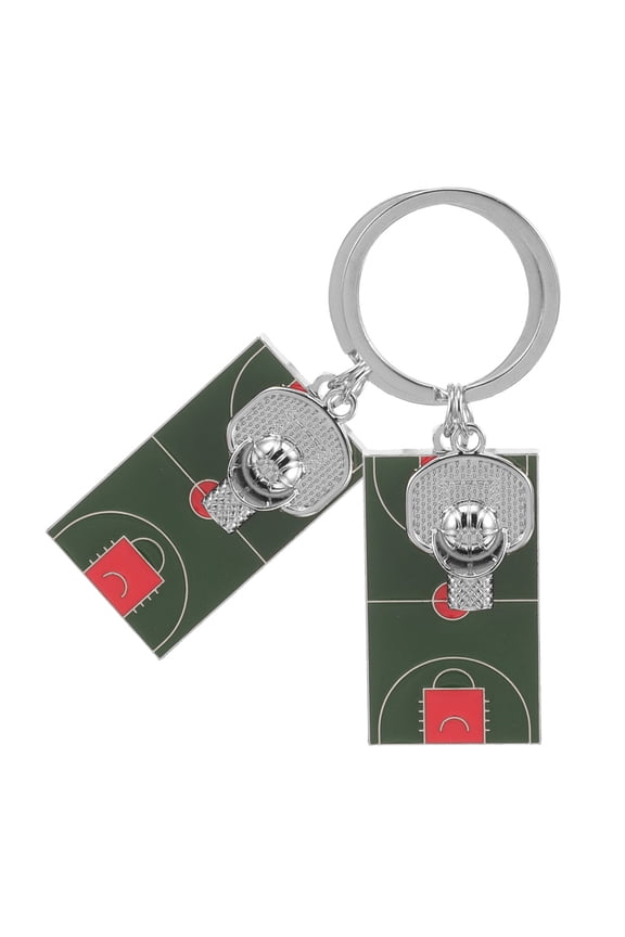 2-Pack Basketball Court Keychain Pendant Set, Creative Sports-Themed Bag Charm Accessories