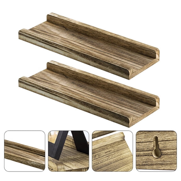 Luxshiny 2-Pack Wooden Partition Racks Wall Mounted Display Shelves for Home Bathroom Organization and Storage
