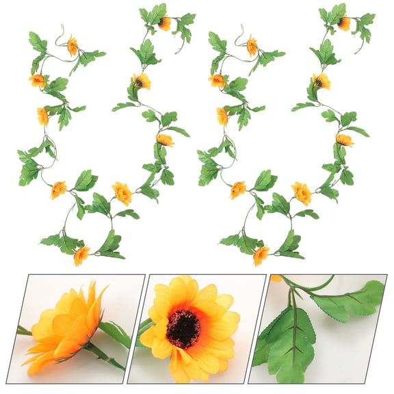 Luxshiny Set of 2 Decorative Orange Artificial Sunflower Vines for Wedding, Party, Garden and Home Decoration