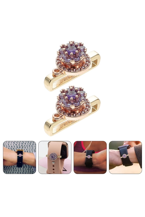 2Pcs Watch Strap Decor Metal Watch Band Charms Compatible for Women