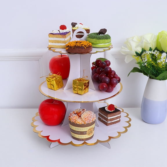 Luxshiny 2Pcs Cupcake Display Rack Paper Dessert Rack White Food Layering Party Snack Display