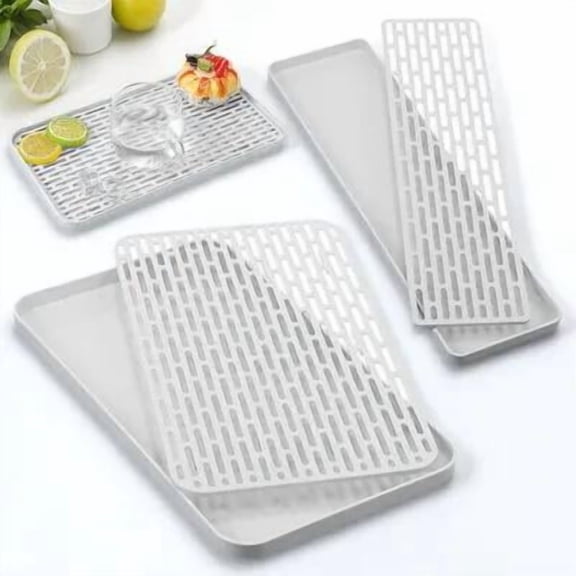 Luxshiny 2Pcs Drain Pad for Dishes to Dry Grey PP Material Easy Cleaning Mats for Bathroom
