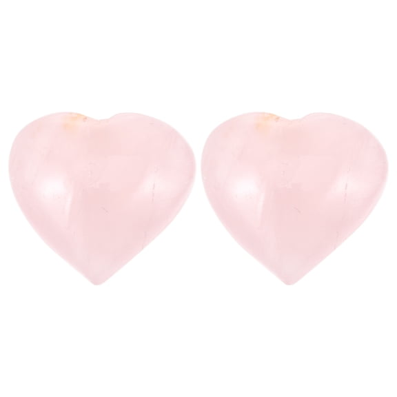 Luxshiny 2Pcs Durable Rose Quartz Heart Shape Stone for Desktop Decor and Idea