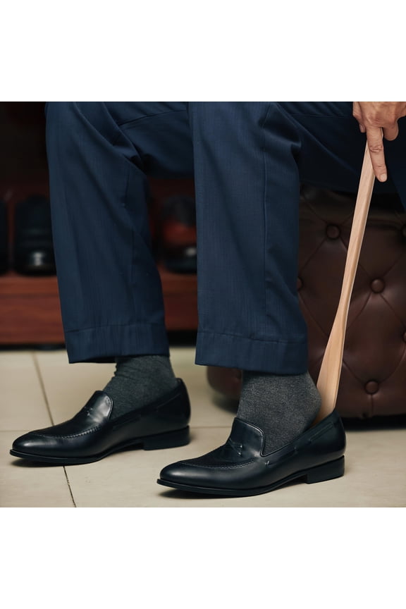2Pcs Portable Convenient Wooden Shoe Lifter with Long Handle for Effortless Shoe Wearing