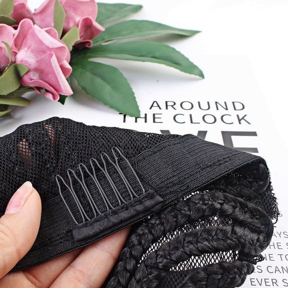 Luxshiny 2Pcs Elastic Black Wig Caps Soft Comfortable Cornrow Style for Weaving