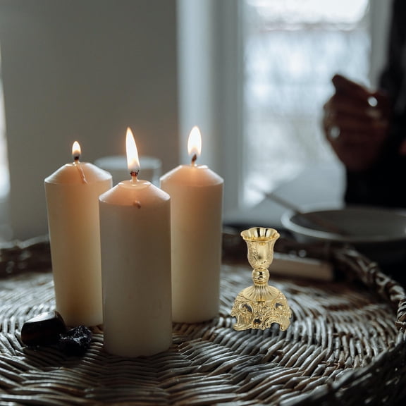 Luxshiny 2Pcs Vintage Zinc Alloy Candle Stand Cone Design for Home Decor and Party Candle Accessory