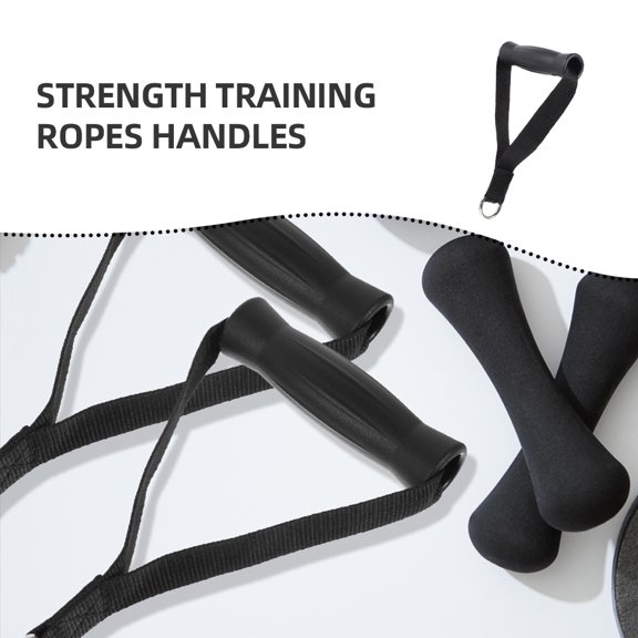 Luxshiny 2Pcs Exercise Handles Black PVC Fitness Pull Strap For Strength Training