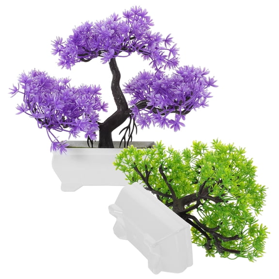 Luxshiny 2Pcs Fake Pine Bonsai Tree Resin Plant Suitable for Bedroom Kitchen Office Display
