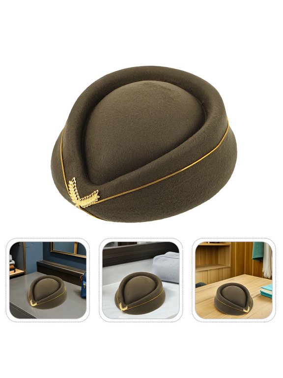 Green Acrylic Felt Flight Attendant Beret Hat Breathable Design 2 Pack