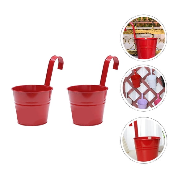 Luxshiny Set of 2 Hanging Flower Buckets for Gardening and Home Decoration, Outdoor