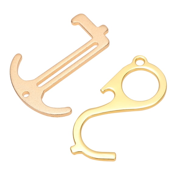 Luxshiny 2Pcs Golden Door Opener Keychain with Ergonomic Design Press Elevator Button Tool