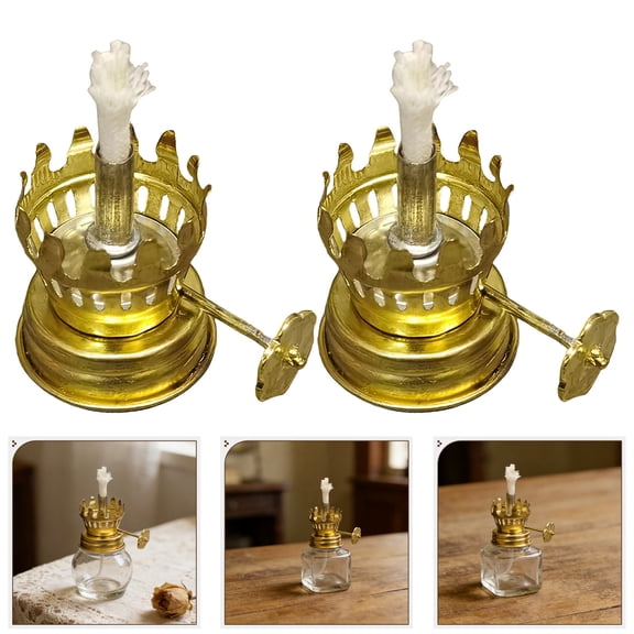 Luxshiny 2Pcs Golden Metal Burner Base for Oil Lamp Compatible with Kerosene Lamp Accessories