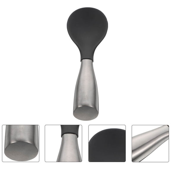 Luxshiny Set of 2 Grey Silicone Rice Spatulas with Stainless Steel Handles, Easy to Clean Kitchen Utensils for Cooking