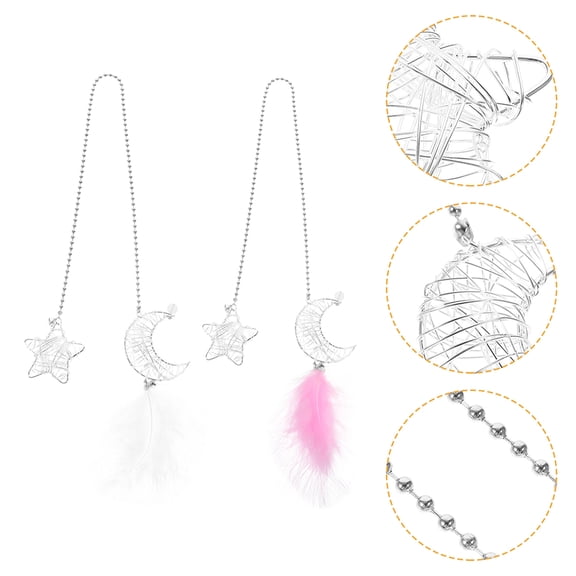 Luxshiny 2Pcs Hanging Car Accessories Metal Dream Catcher Ornament with Stars and Moons