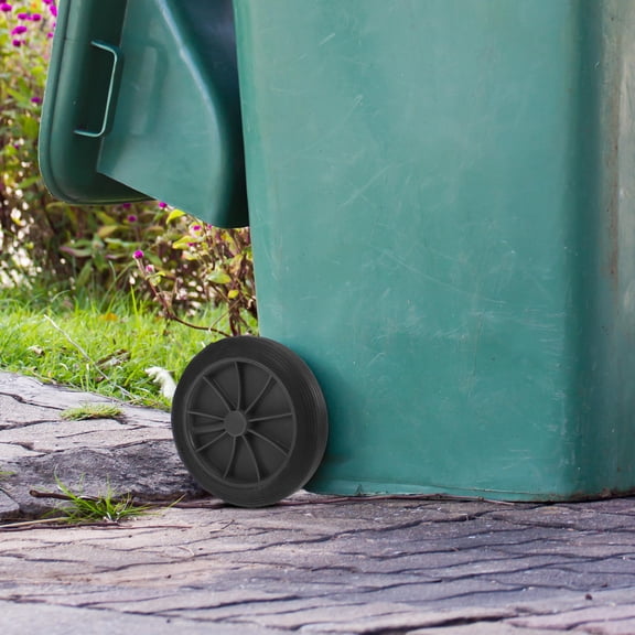 Luxshiny 2Pcs Heavy Duty PU Rubber Trash Bin Wheels Replacement for Outdoor Garbage Can Parts