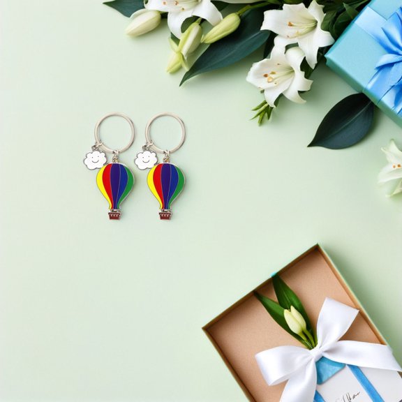 Luxshiny 2Pcs Hot Air Balloon Keychains Zinc Alloy Multi Decoration for Keys Bags for Adults