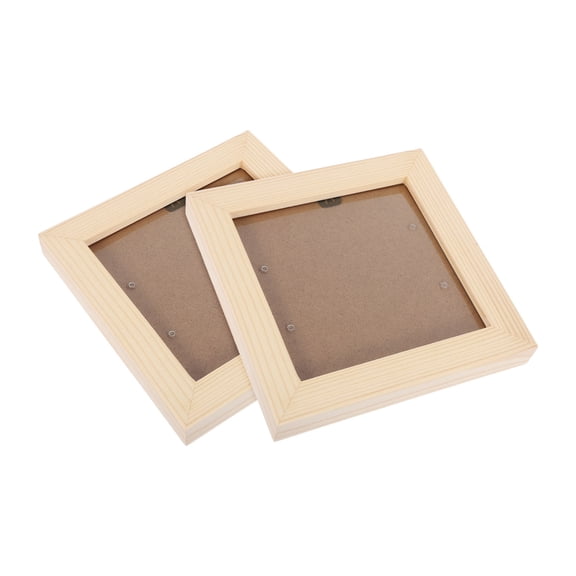Luxshiny 2Pcs Khaki Wood Art Wall Display Frame for Painting Calligraphy Cd Storage Organizer