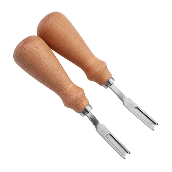 Luxshiny 2Pcs Leathercraft Edge Beveler Wood Handle Tool for Leatherworking Home Use