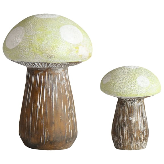 Luxshiny 2Pcs Light Green Decorative Mushroom Figurines for Stylish Tabletop Display