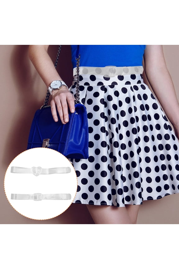 2Pcs Lightweight White Transparent Waist Strap for Ladies Jeans and Dress Accessories