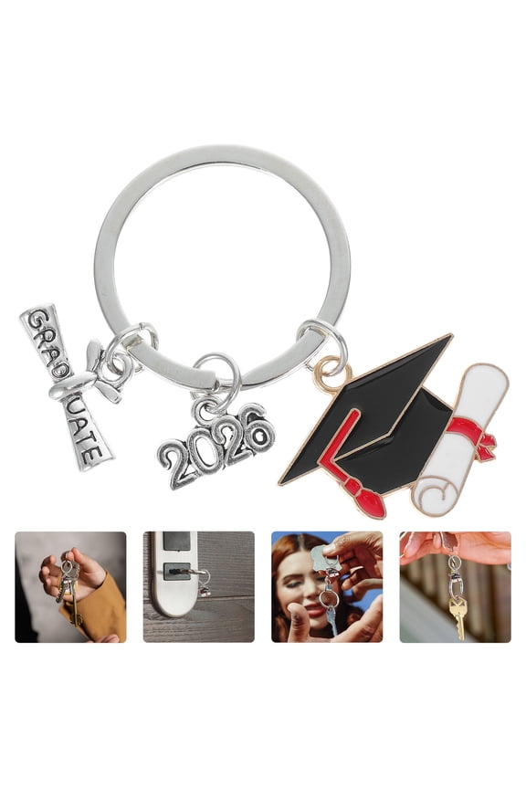 2Pcs Metal Graduation Cap Key Pendants For Him 2026 Multi Alloy Well Wishing Gift For Students