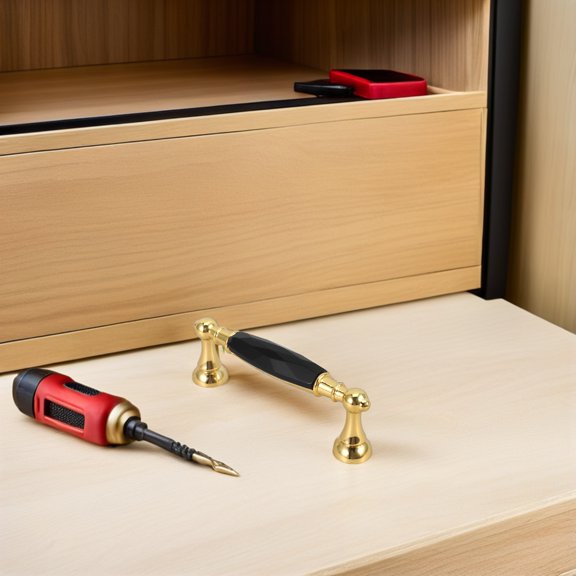 Luxshiny 2Pcs Modern Golden Zinc Alloy and Glass Replacement Drawer Handles for Dresser and Kitchen Cabinet Hardware