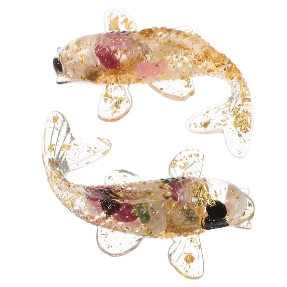 Luxshiny Realistic Fish Figure Multi Crystal Shards Resin Home Aquarium Decor Compact Lovely 2Pcs