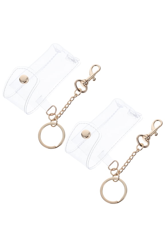 2Pcs Multi Functional Lip Balm Holder Keychain Transparent Portable for on The Go